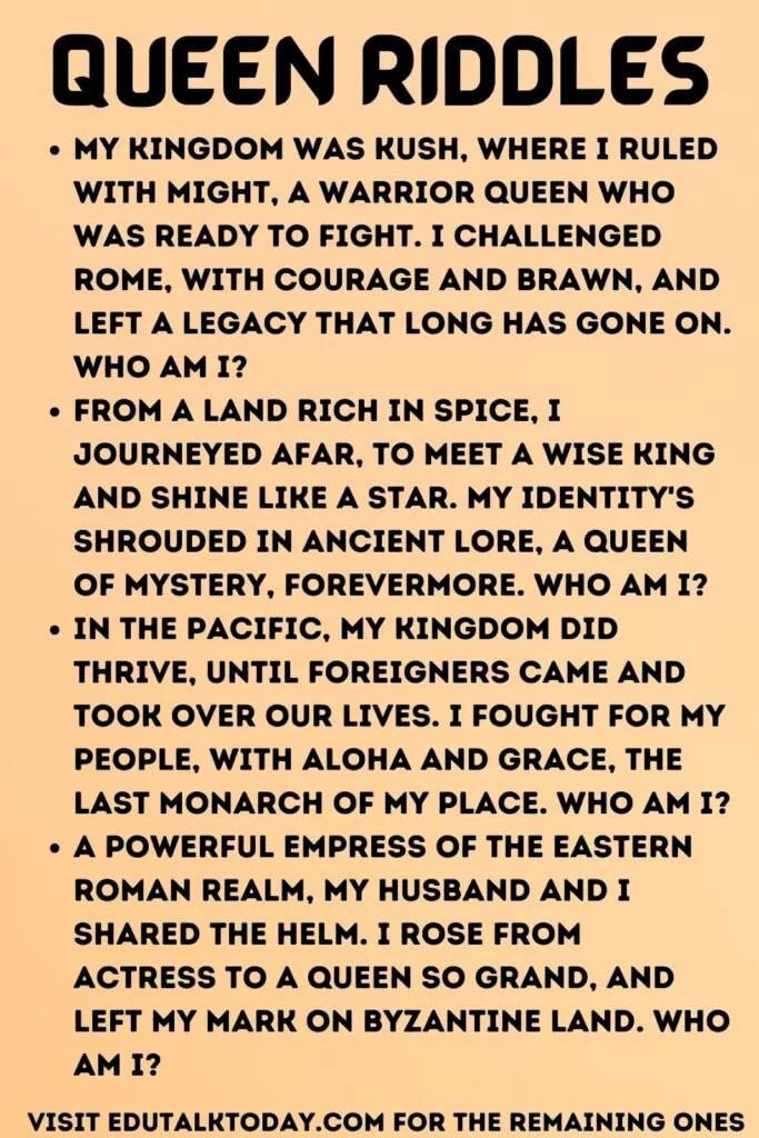 42 Queen Riddles EduTalkToday
