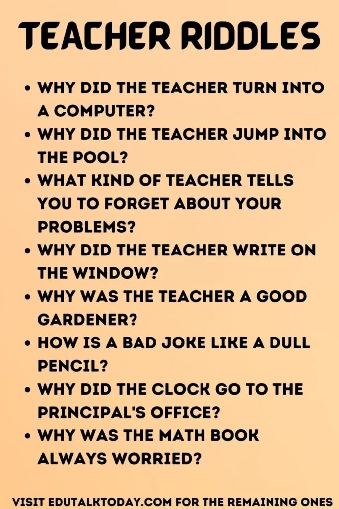 42 Teacher Riddles EduTalkToday