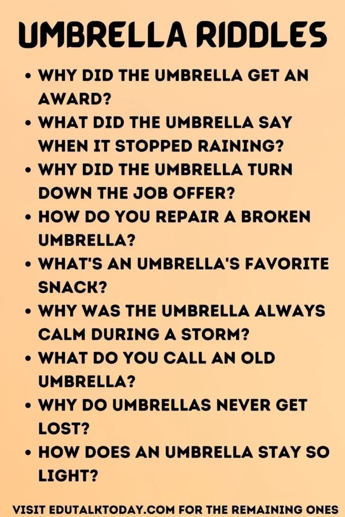 42 Umbrella Riddles EduTalkToday