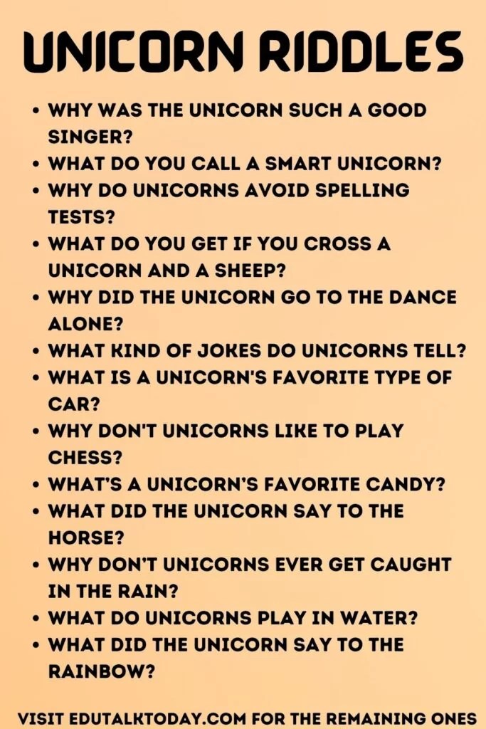 43 Unicorn Riddles EduTalkToday