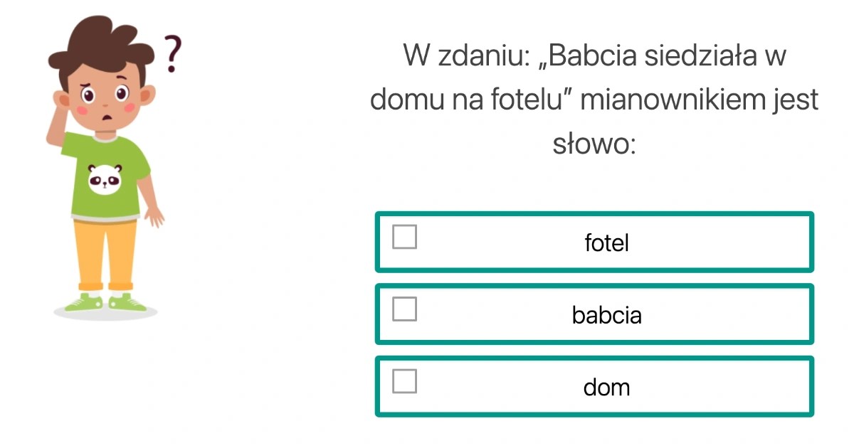Quiz Odmiana rzeczownika przez przypadki dla klas 4, 5, 6