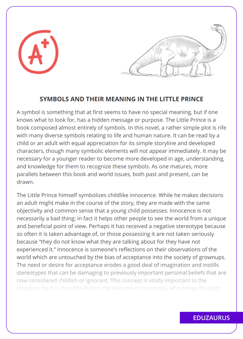 Symbols And Their Meaning in The Little Prince Free Essay Example EduZaurus