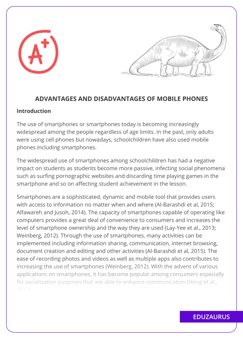 Advantages And Disadvantages Of Mobile Phones Free Essay Example