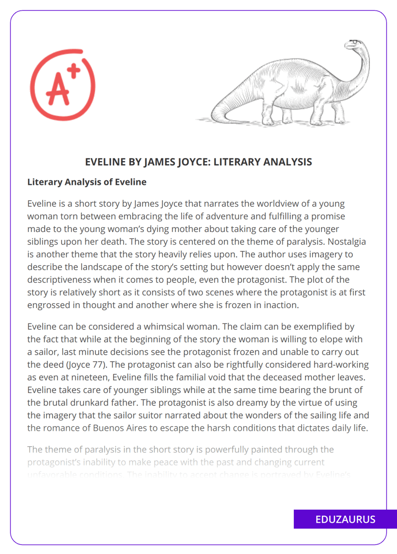 Eveline by James Joyce Literary Analysis Free Essay Example EduZaurus