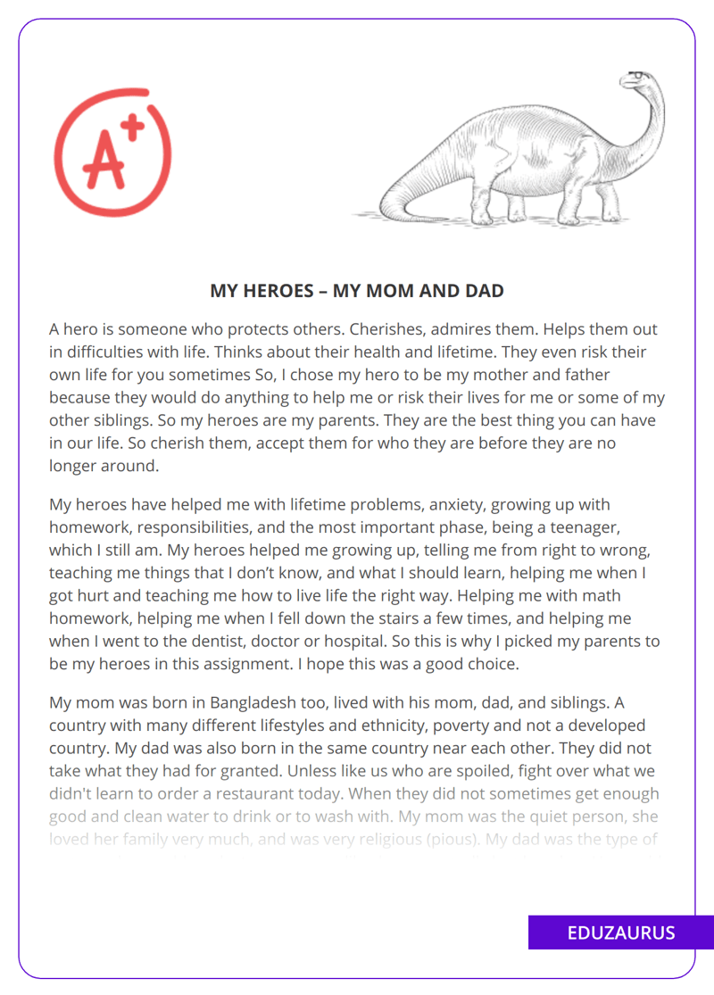 My Heroes My Mom And Dad Free Essay Example EduZaurus