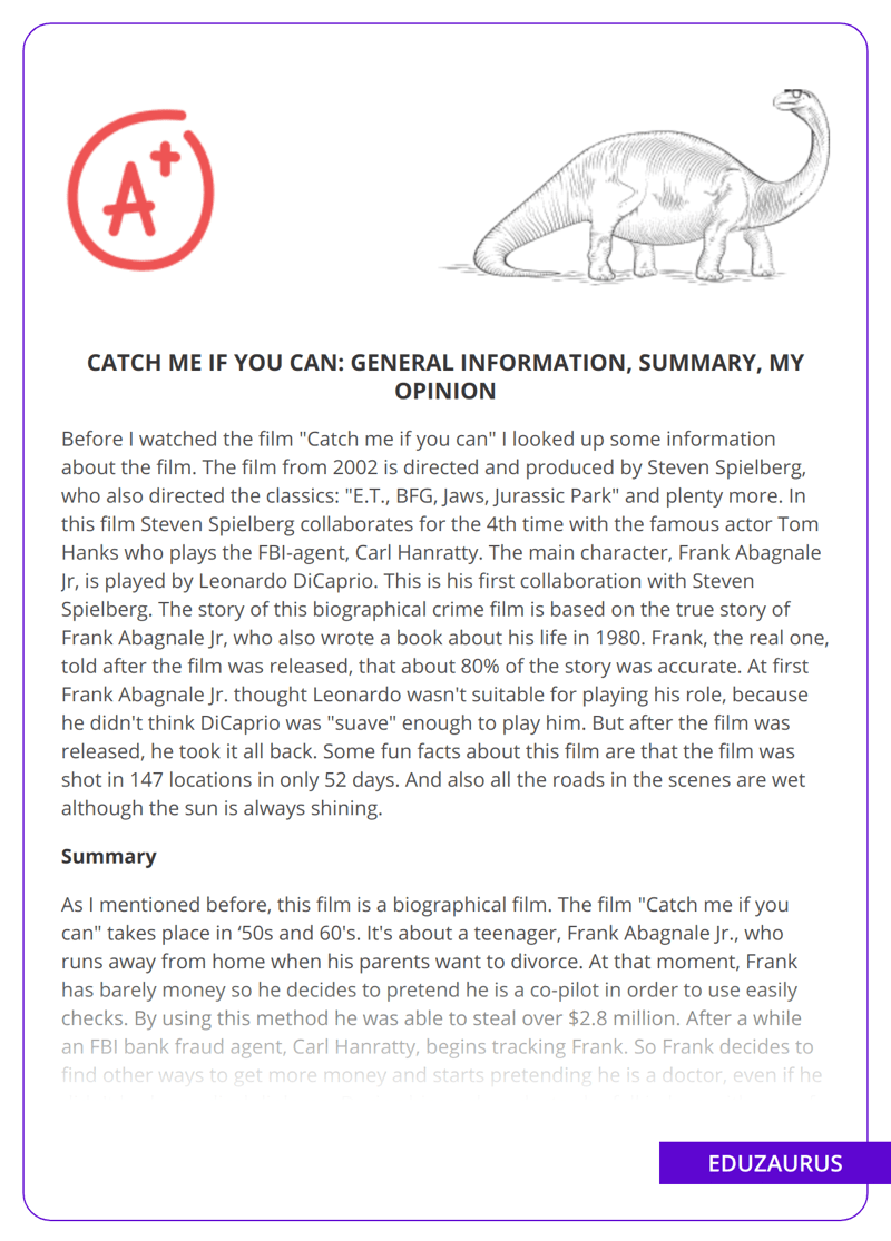 🎉 Catch me if you can essay. Catch Me If You Can Essay. 20221021
