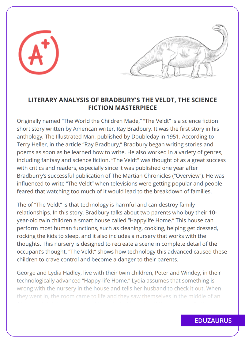 Literary Analysis Of Bradbury's The Veldt, The Science Fiction
