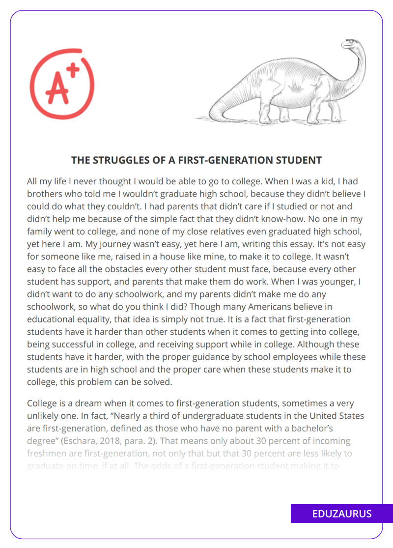 FirstGeneration College Student Struggles Essay Free Essay Example