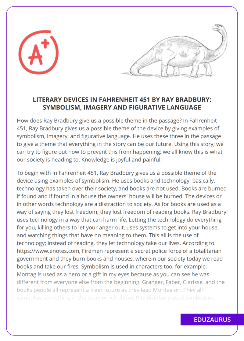 Literary Devices In Fahrenheit 451 By Ray Bradbury Symbolism, Imagery