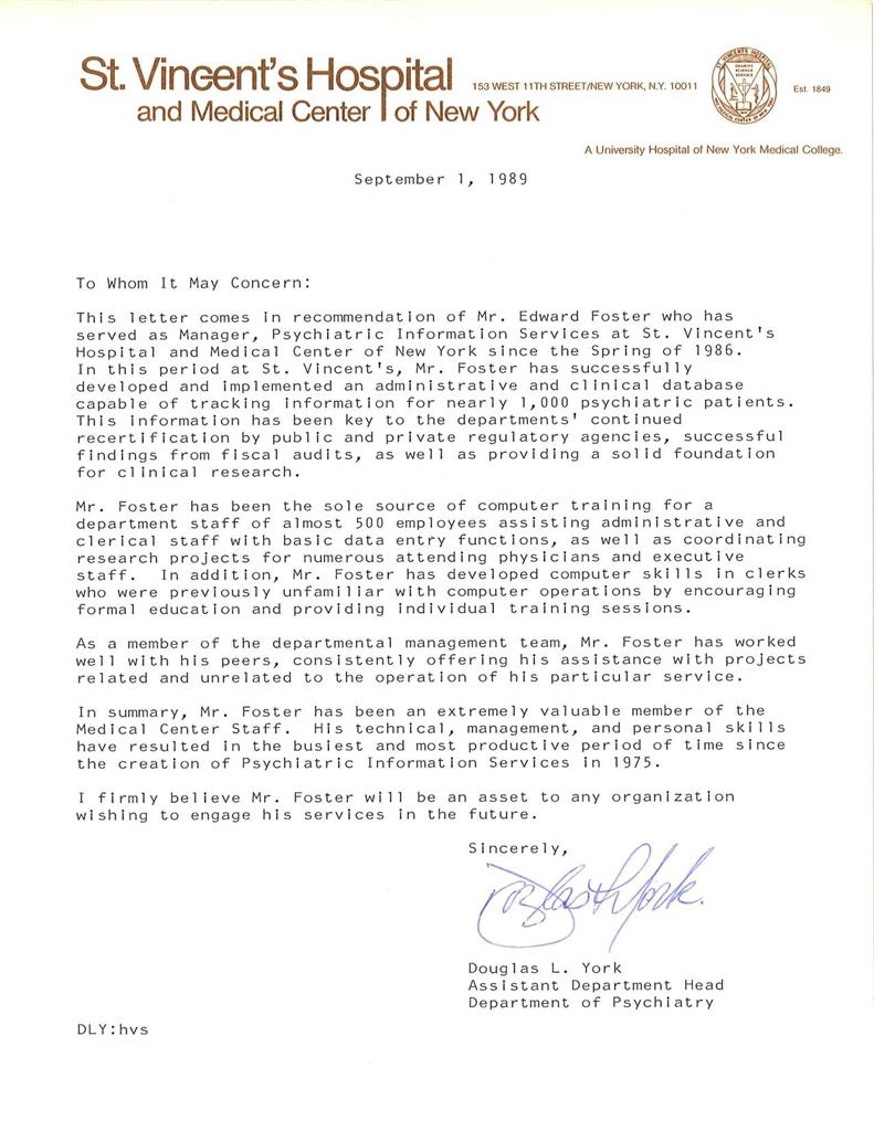 Letter of for medical office manager Reference Letter