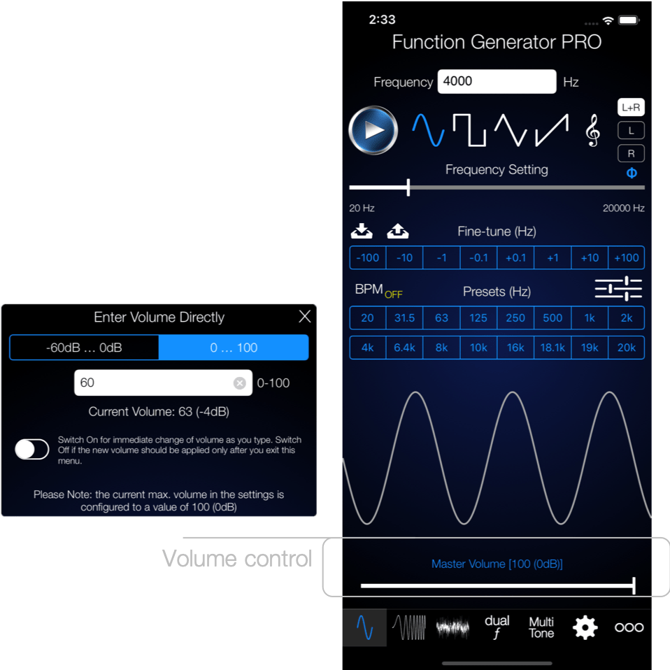 Audio Function Generator Electronics Engineering Apps. PRO.
