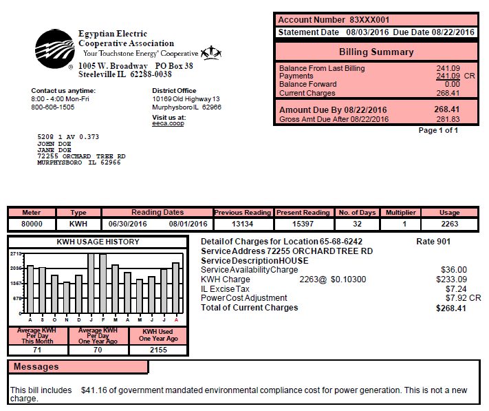 Bill Cycle Changes Egyptian Electric Cooperative