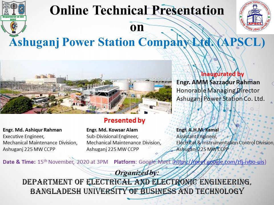 Online Technical Presentation on Ashuganj Power Supply Company Ltd