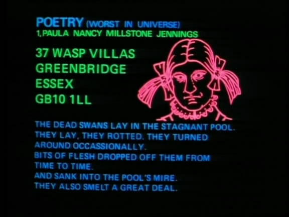 Hitchhiker's Guide to the Galaxy, The Easter Egg Worst Poetry in the