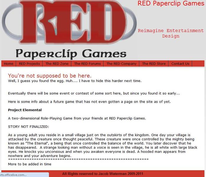 RED Paperclip Games Easter Egg Red Paperclip Games Site *will Always