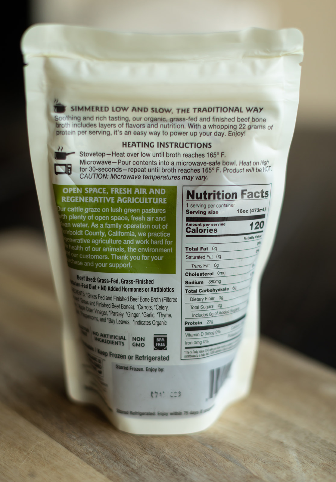 Organic GrassFed Beef Bone Broth Eel River Organic Beef GrassFed