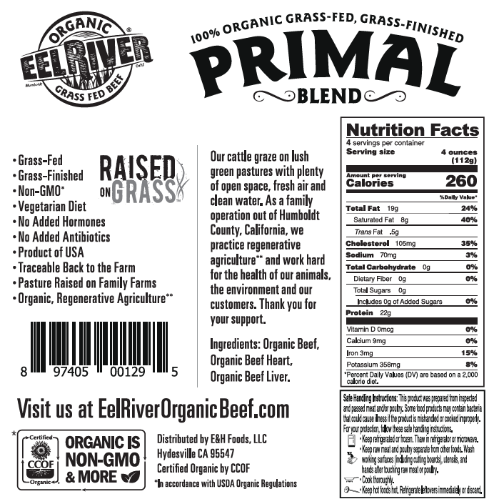 Organic GrassFed Primal Blend (Ground Beef, Beef Liver, Beef Heart