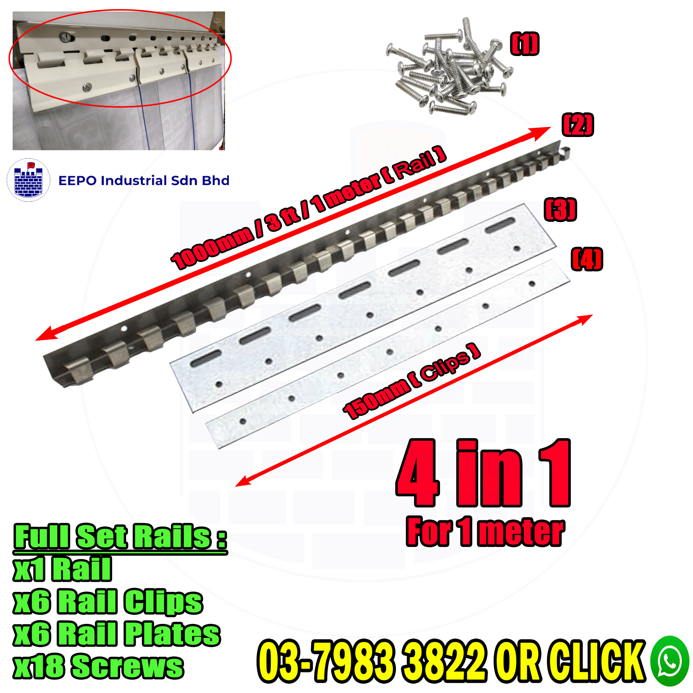 PVC Railing Full Set 1m Kit Rubber Product Supplier EEPO Industrial