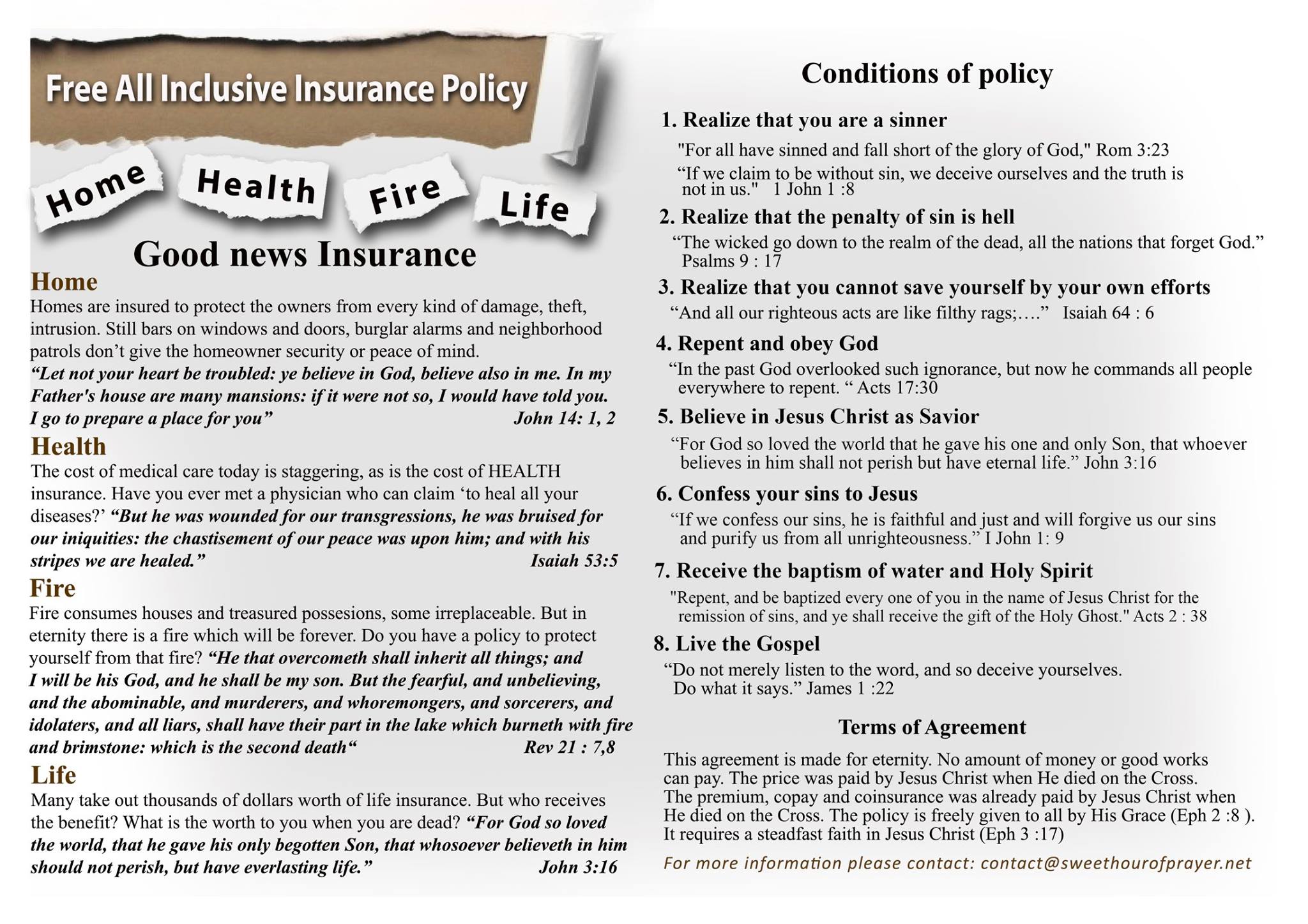 Free All inclusive Insurance Policy eGospel Tracts