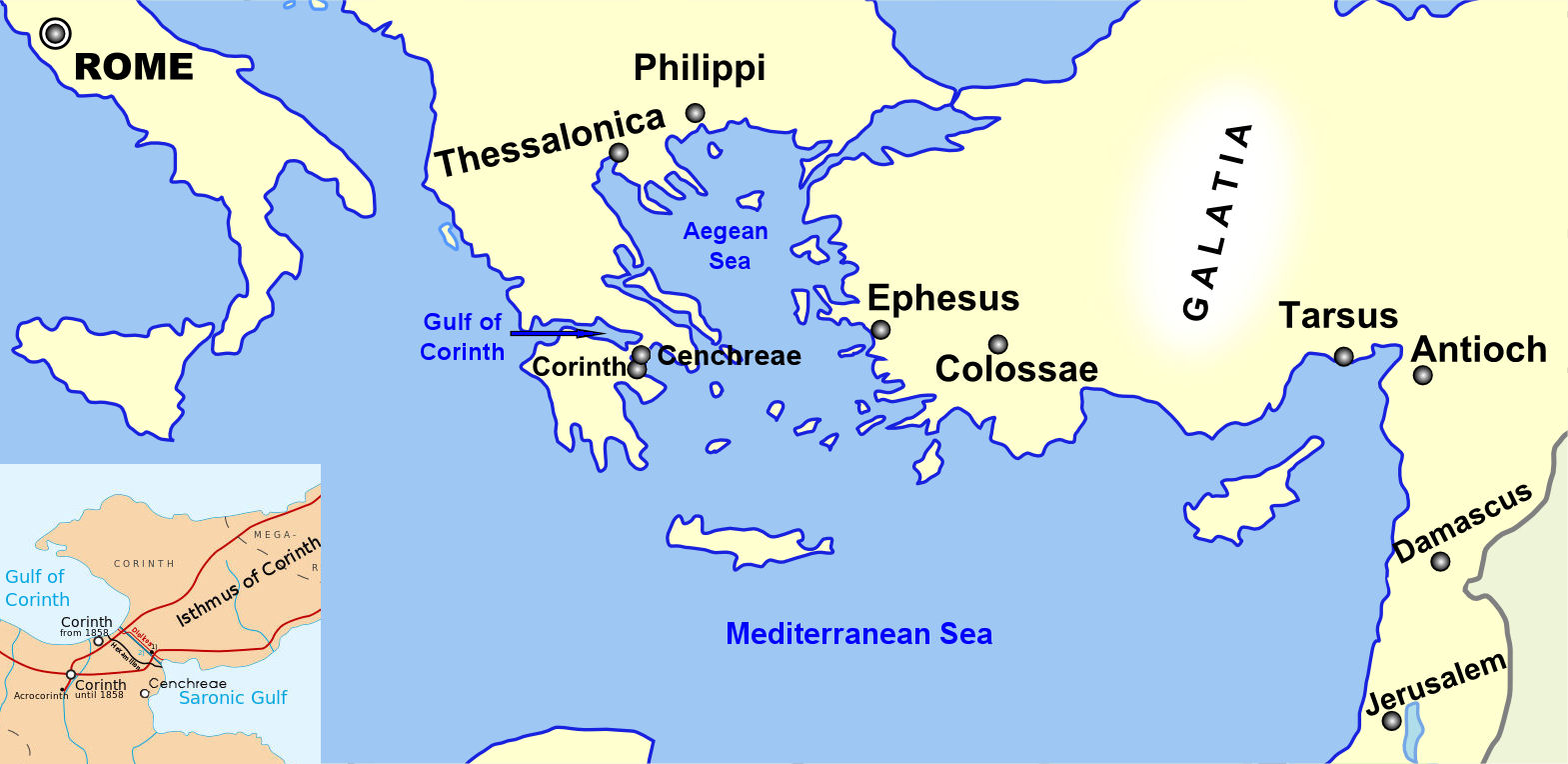 Pauline Location Map Reta's Reflections Christian Feminism Today