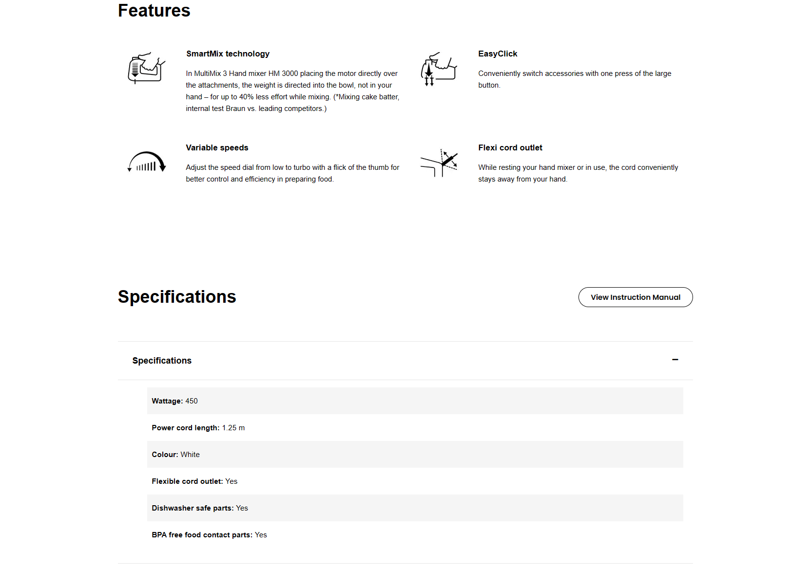 Braun HM 3000 WH MultiMix 3 Hand Mixer Pakistan