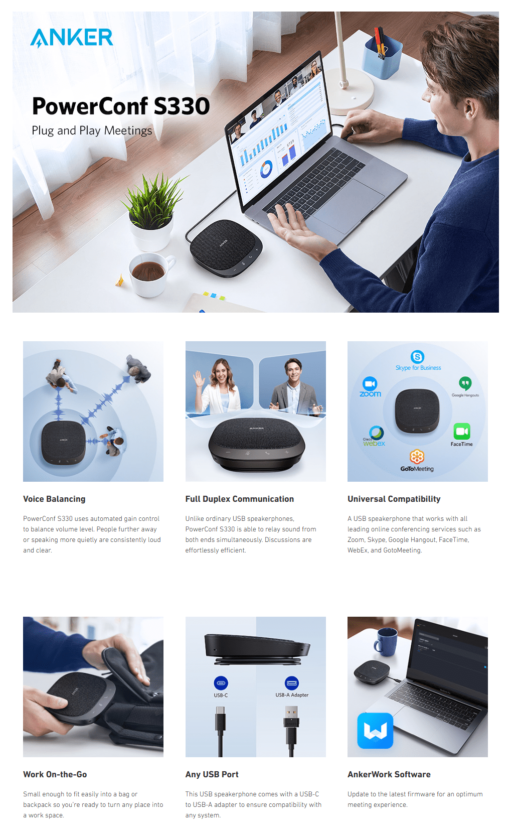 Anker PowerConf S330 USB Speakerphone - MoboPro