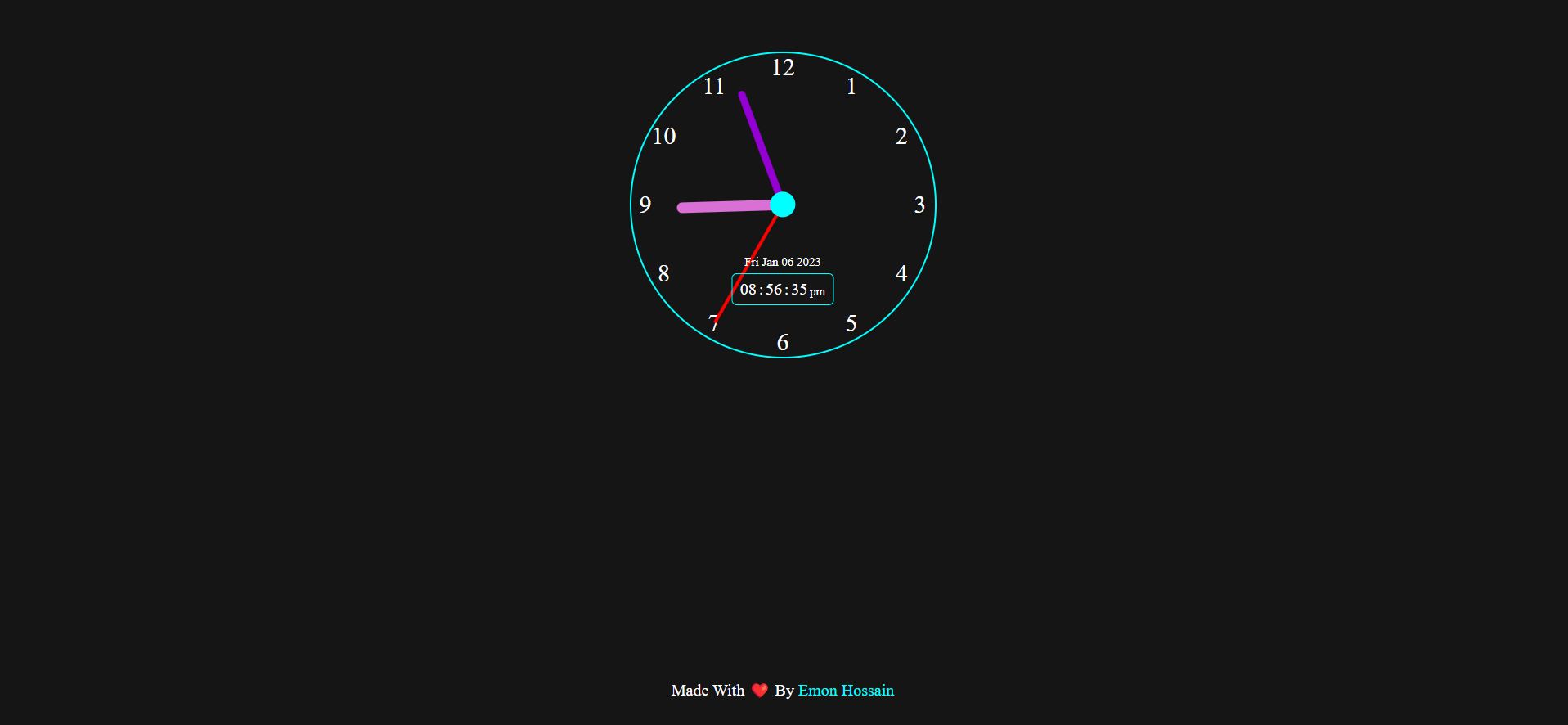 Javascript Clock Emon Hossain