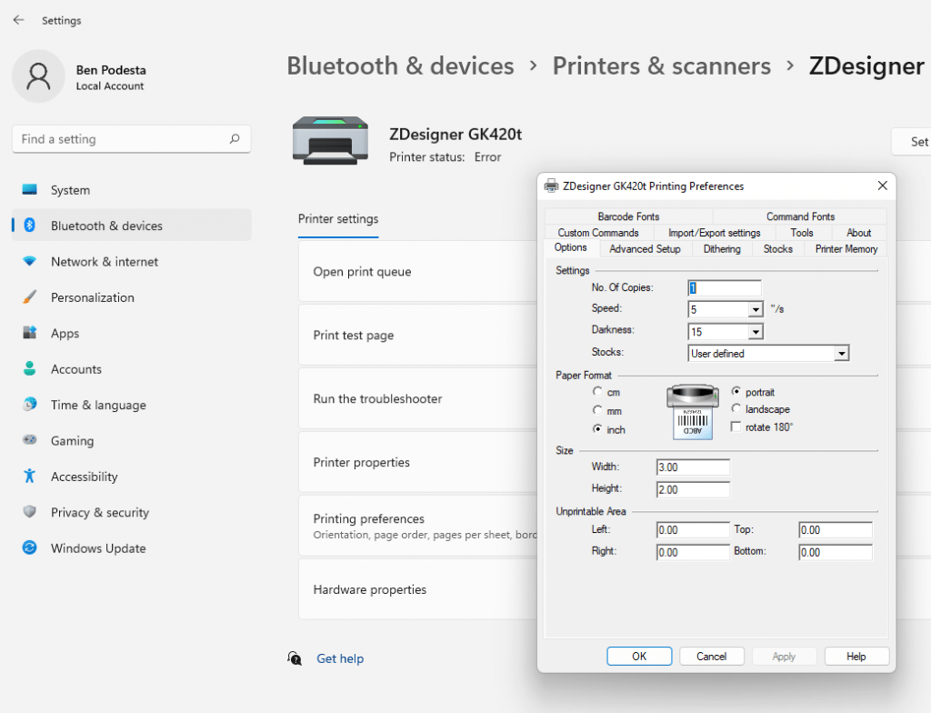Changing Print Darkness on Thermal Printers Printer Instructions