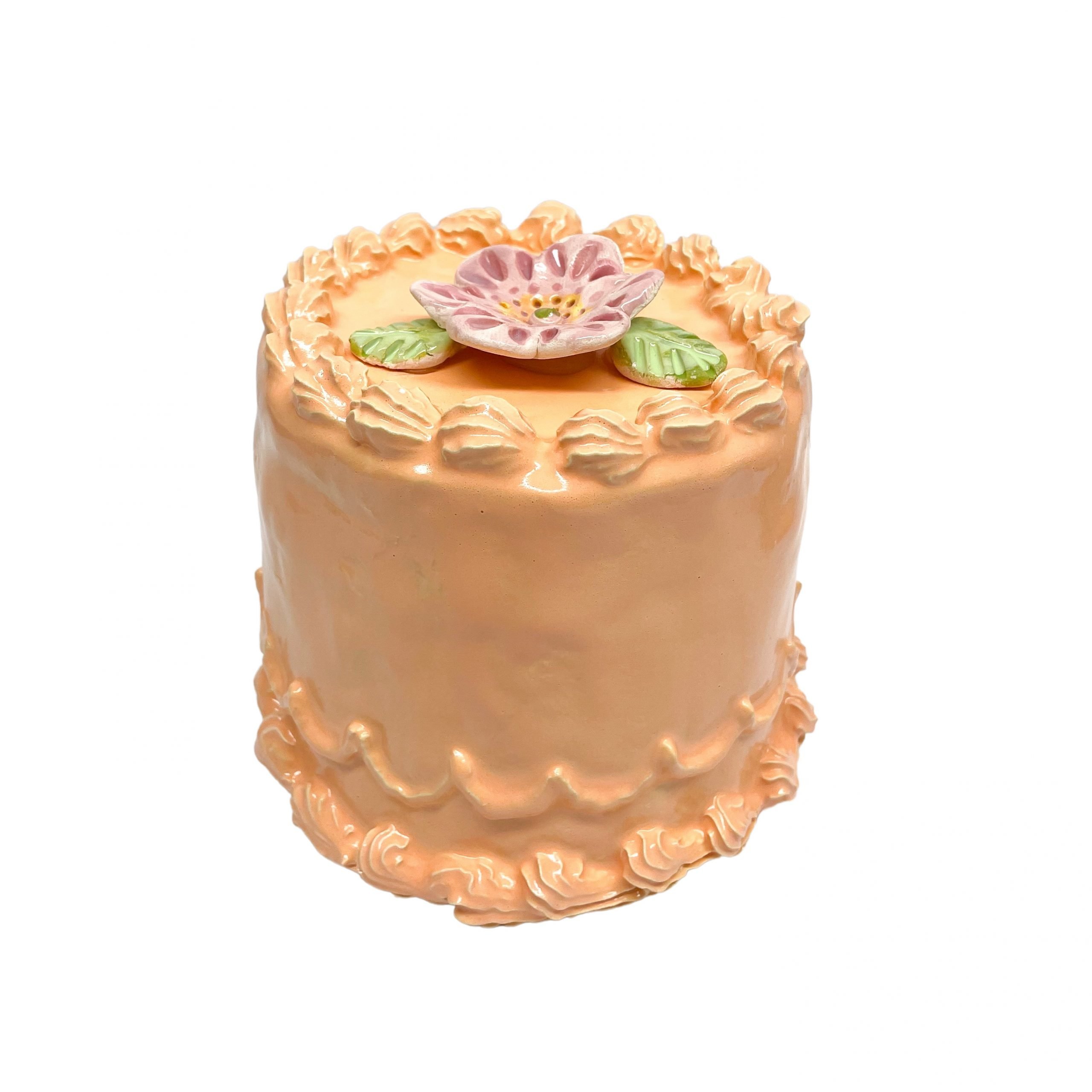 Peach Cake With Pink Flower EFG Private Collections