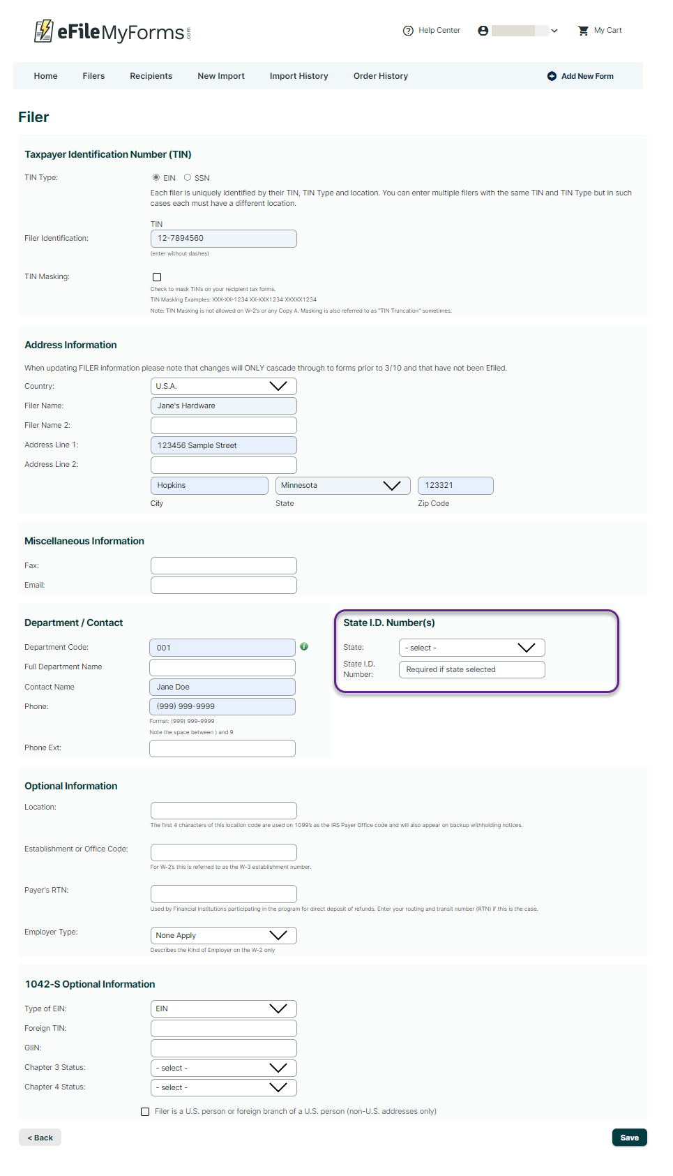 How to add and edit a filer eFileMyForms