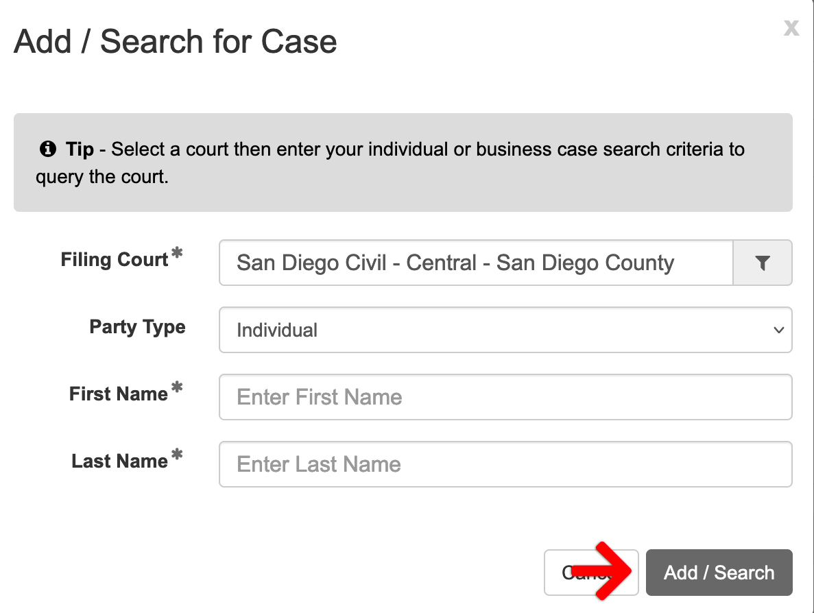 ReAdd Your San Diego Civil Cases to Your Account