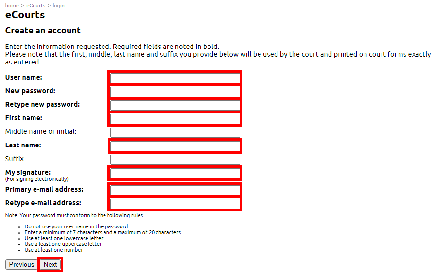 Circuit court eFiling Creating an eCourts account to eFile documents