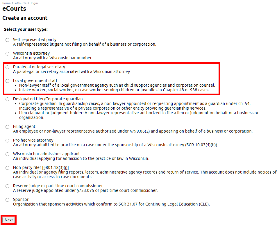 Circuit court eFiling Creating a file prep eCourts account