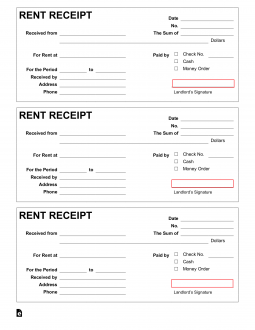 Free Rent Receipt - PDF | Word – eForms