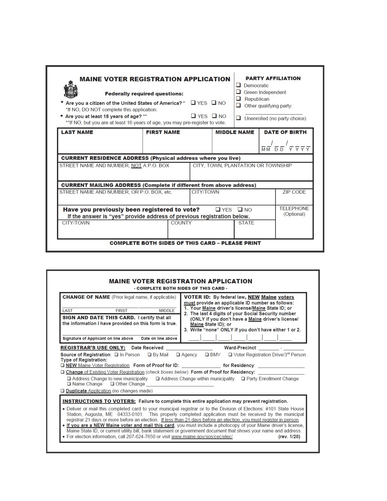 Free Maine Voter Registration Form Register to Vote in ME PDF eForms