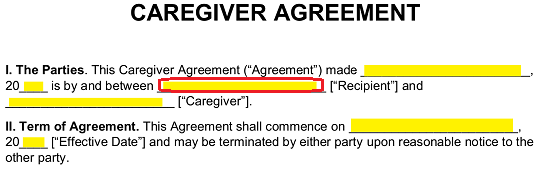 Free Caregiver Contract Agreement Template - PDF | Word – eForms