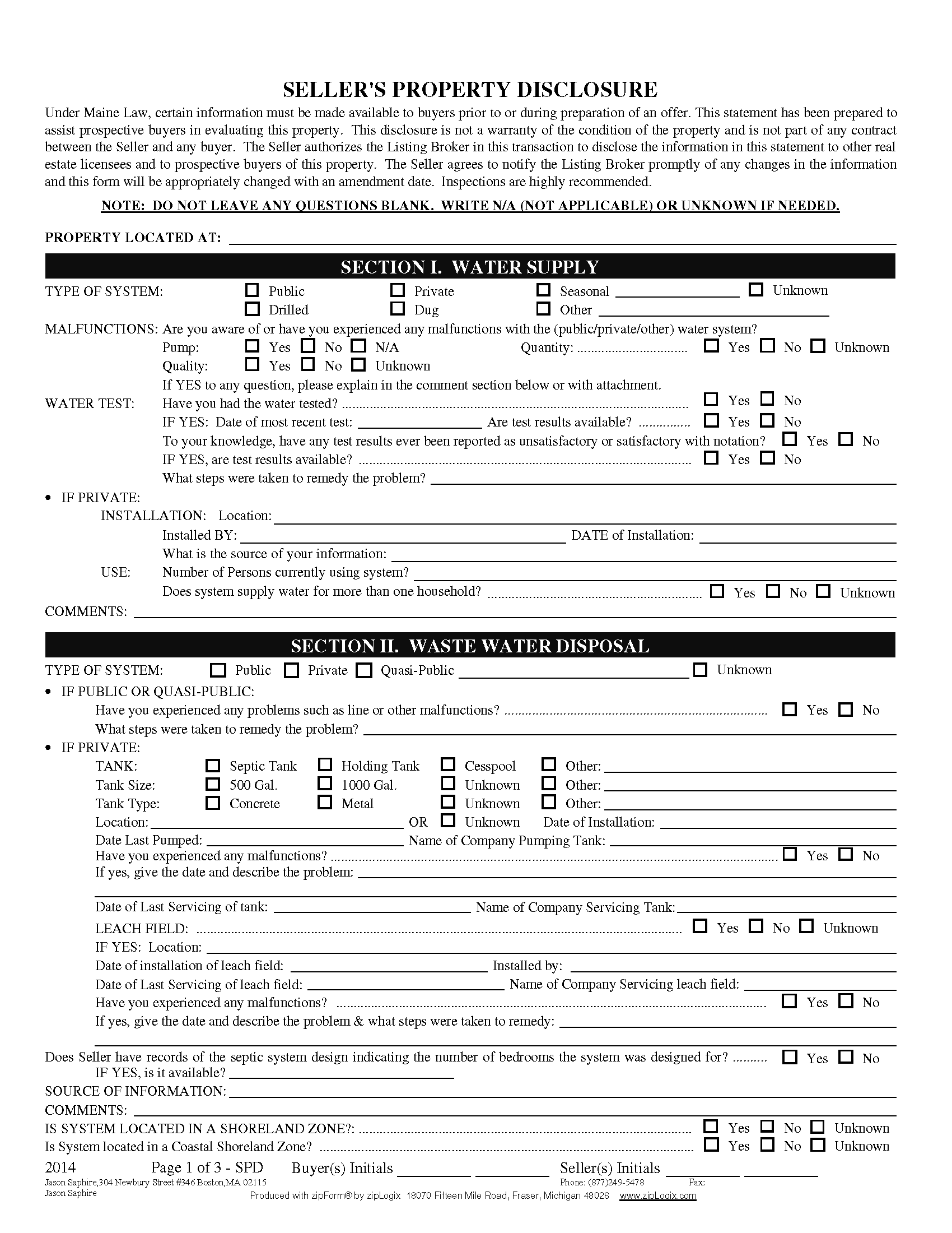 Free Maine Residential Purchase Agreement Template PDF Word eForms