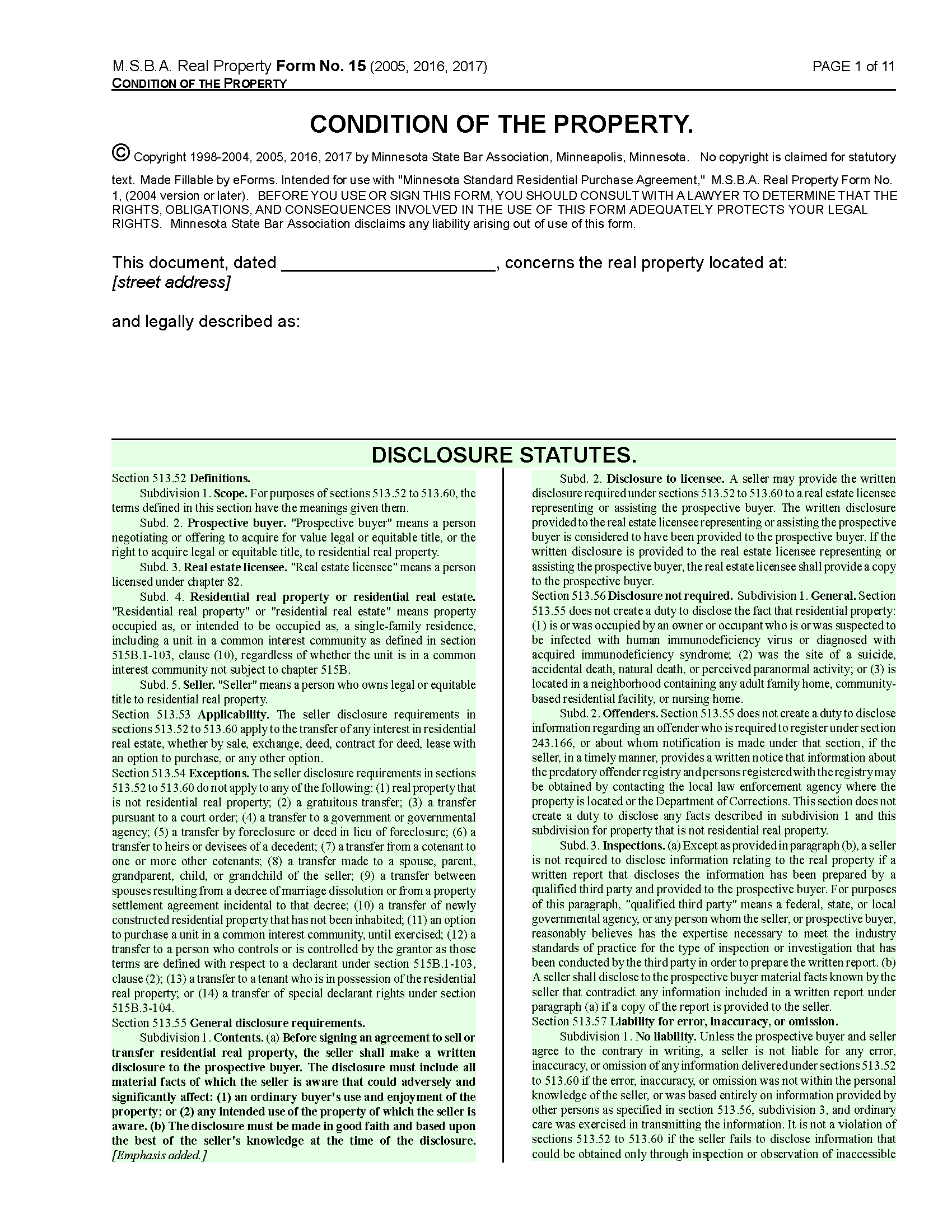 Free Minnesota Residential Purchase Agreement Template PDF Word