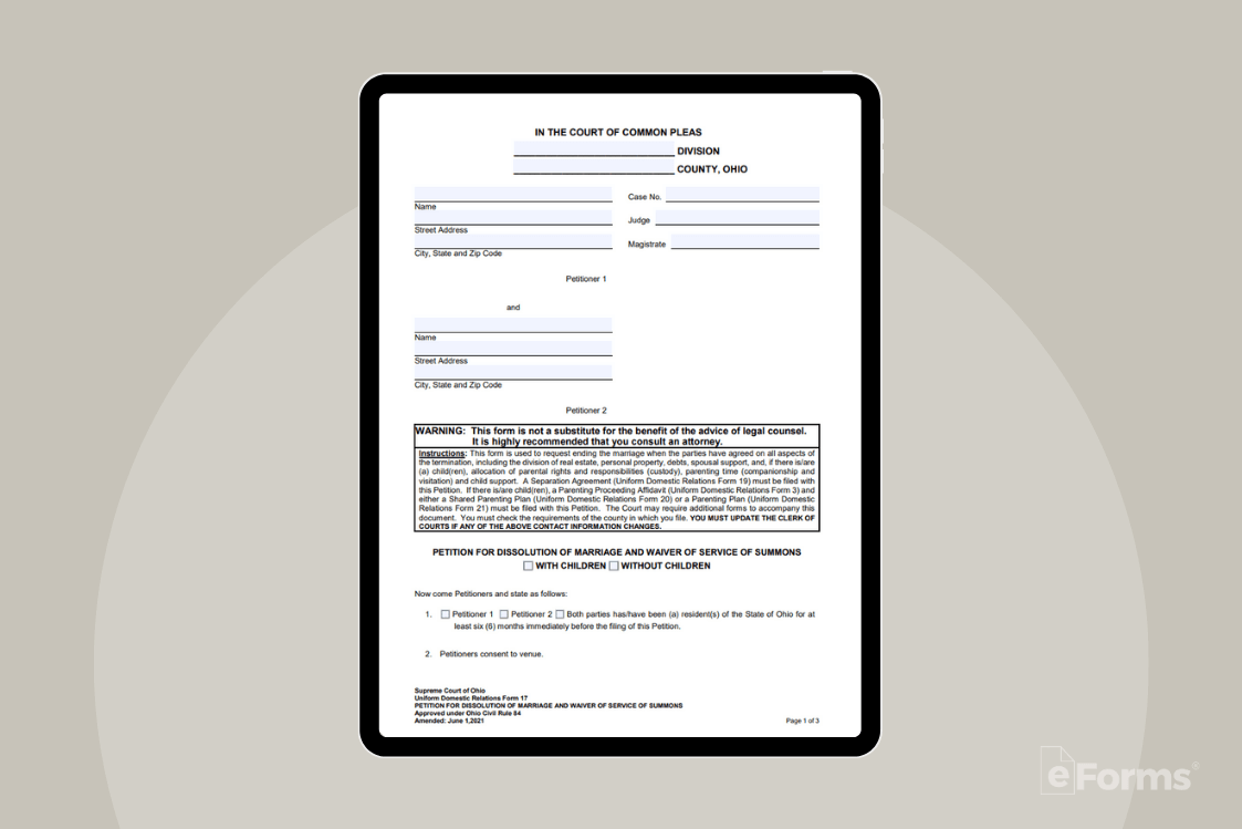 Free Ohio Marital Settlement (Divorce) Agreement - PDF | Word – eForms