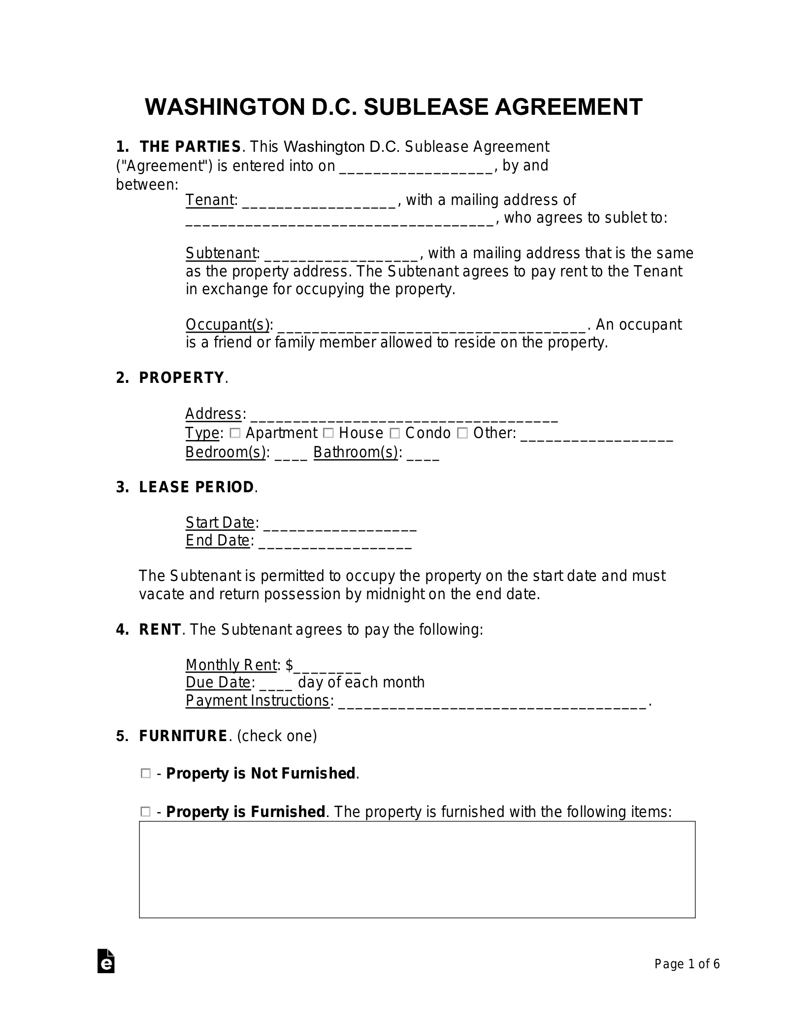 Subletting Lease Agreement Template
