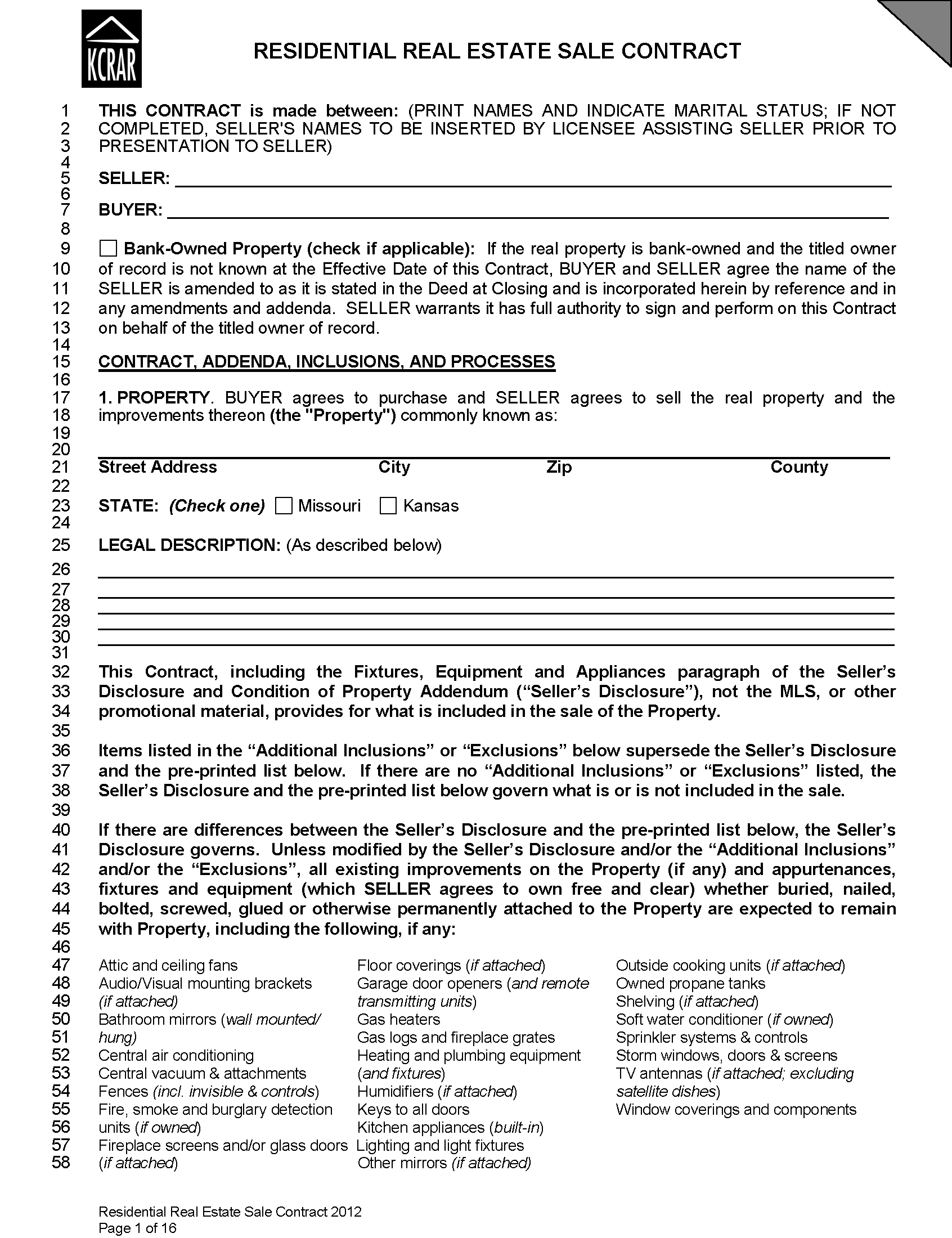 Free Kansas Land Contract Template PDF Word eForms