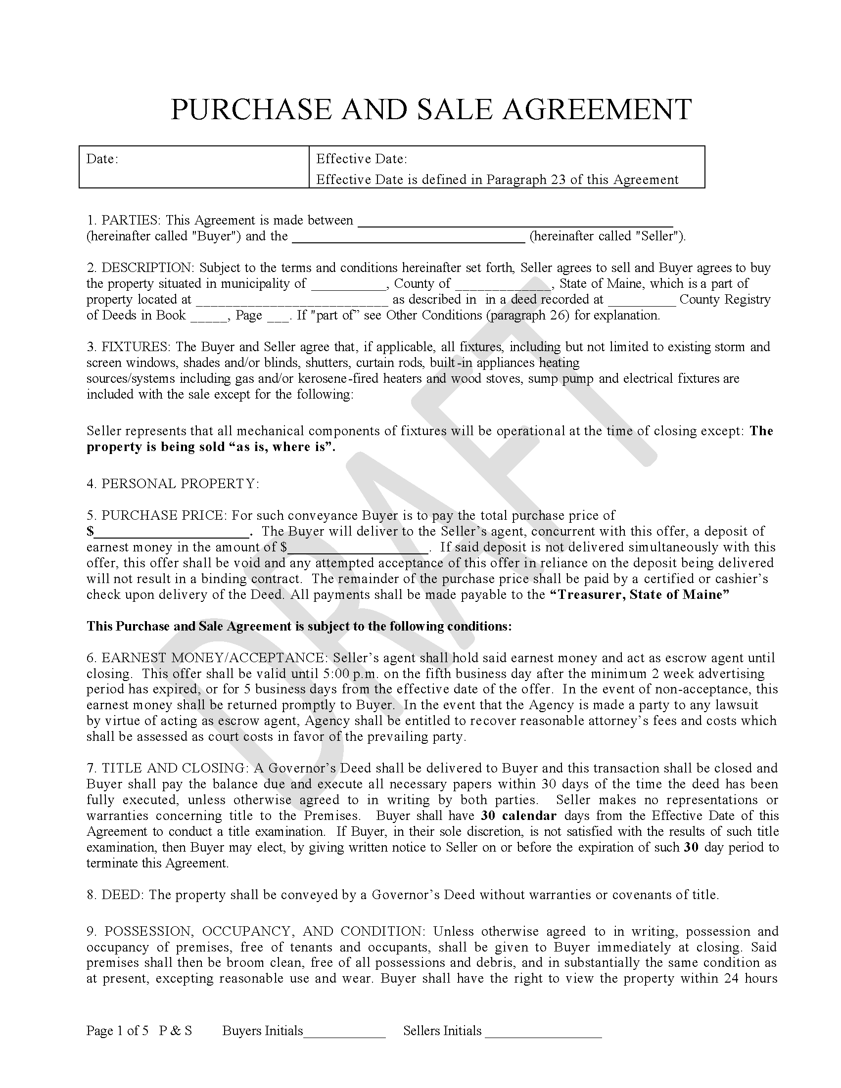 Free Maine Land Contract Template PDF Word eForms