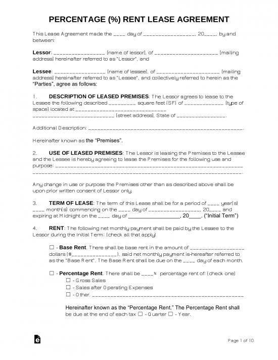 Free Commercial Lease Agreement Template PDF Word eForms