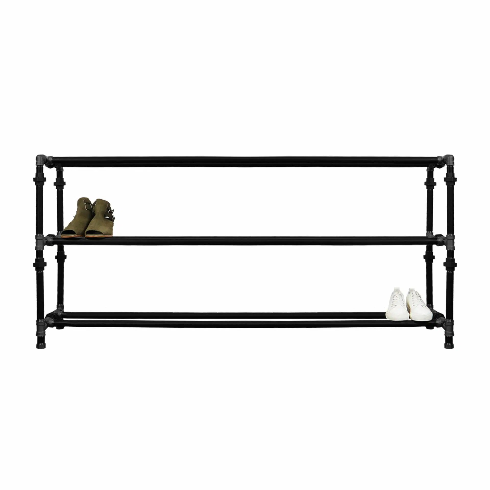 Wall Mounted Shoe Rack Raw Steel And Brass Pipe Style Pipe Dream