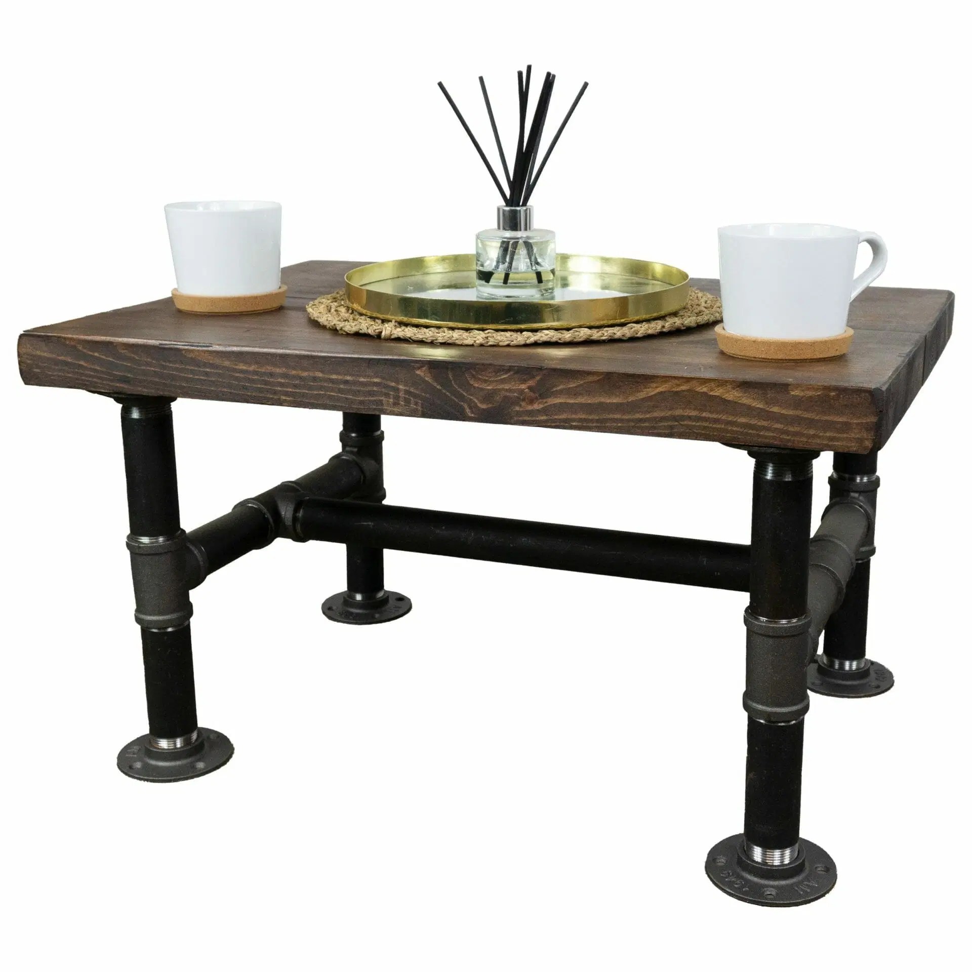 Reclaimed Coffee Table With Industrial Raw Steel Pipe Legs Reclaimed