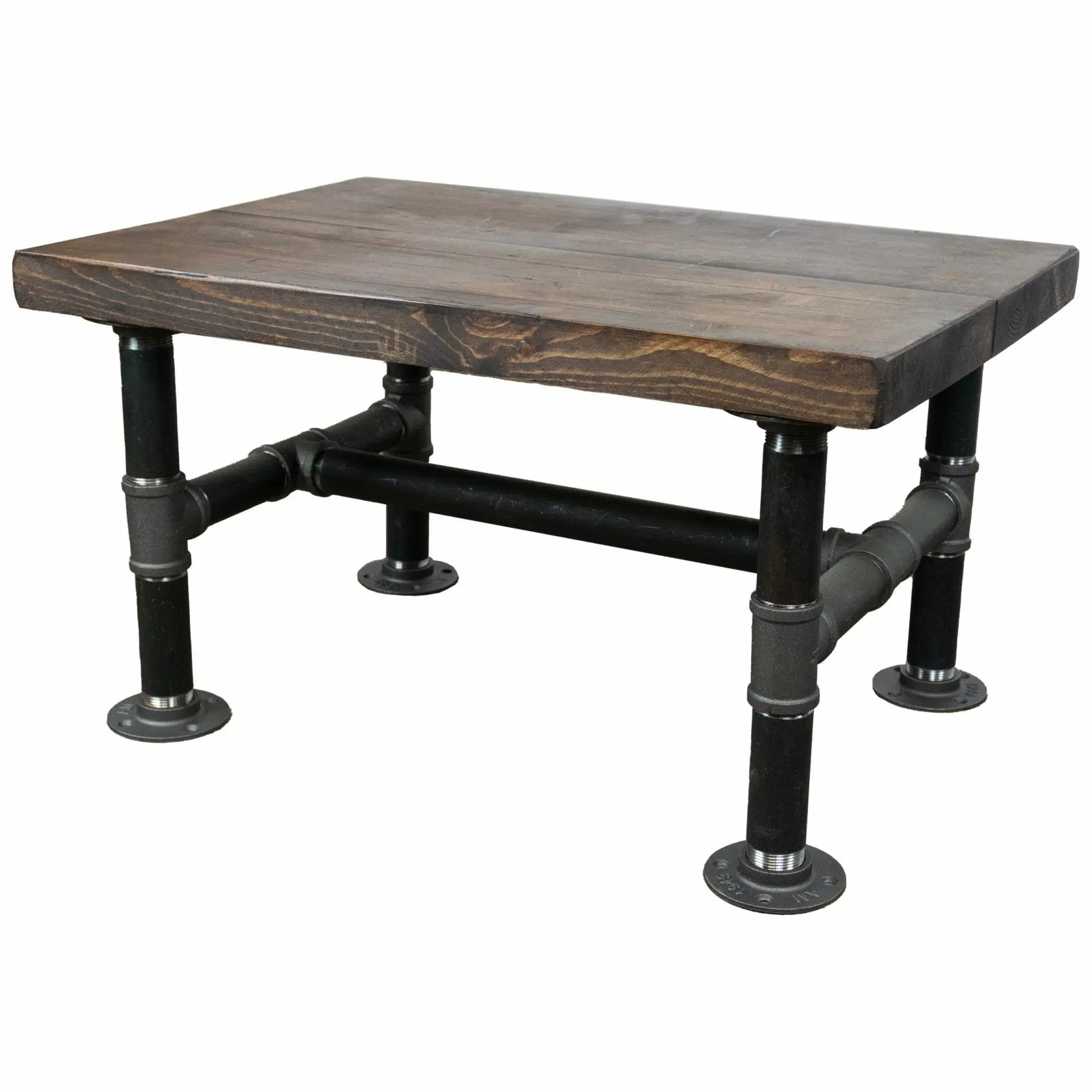 Reclaimed Coffee Table With Industrial Raw Steel Pipe Legs Reclaimed