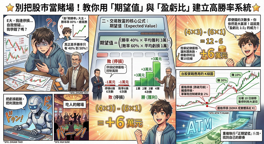 勝率 40% 也能賺大錢？揭秘專業操盤手「大賺小賠」的盈虧比核心公式