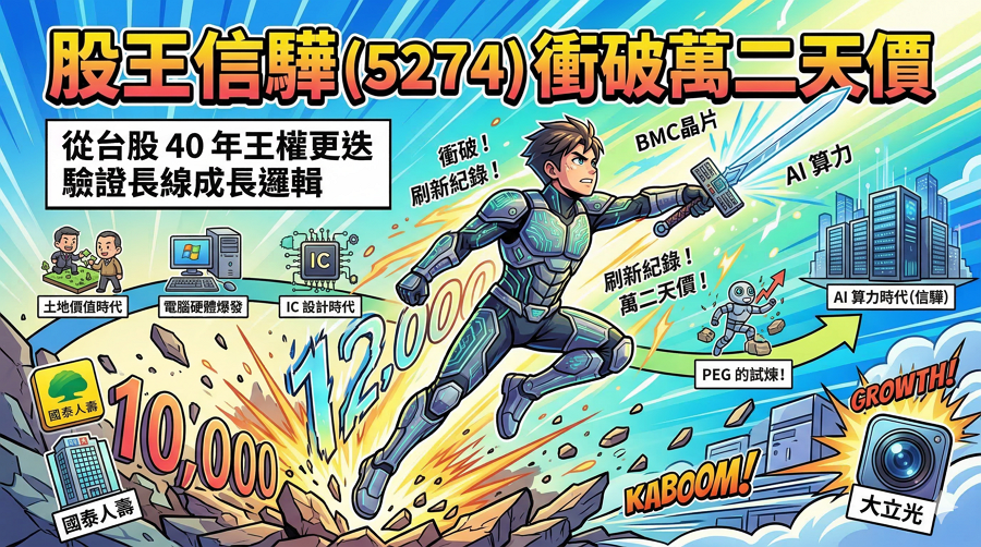 股王信驊 (5274) 突破萬二天價：從台股 40 年「王權更迭」驗證長線成長邏輯