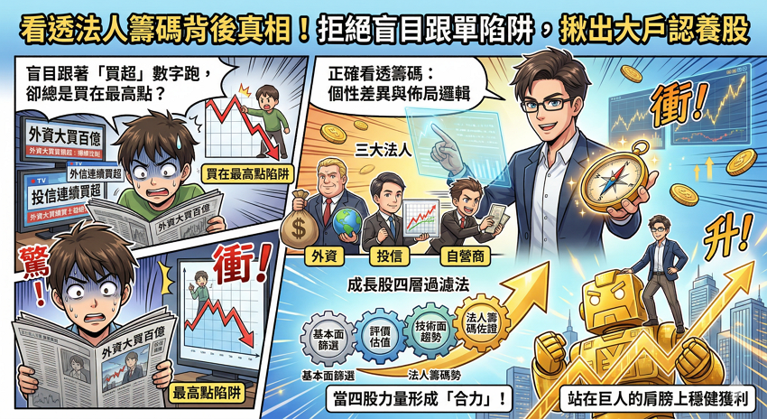 法人是什麼？外資投信差別在哪？籌碼面教學：3步驟看懂法人買賣超，避開洗盤陷阱