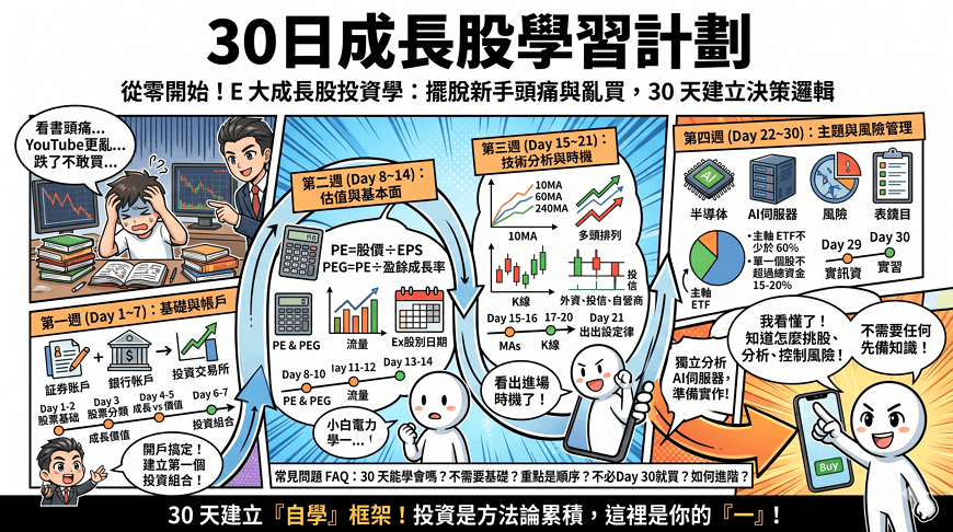 【2026 台股教學】散戶 30 日成長股學習計劃：從零開始的投資自學路線圖